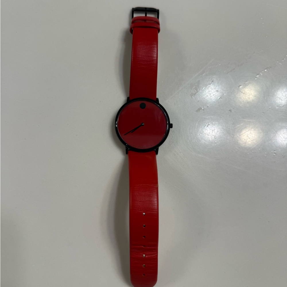 Movado Modern 47 Red Minimalist Watch